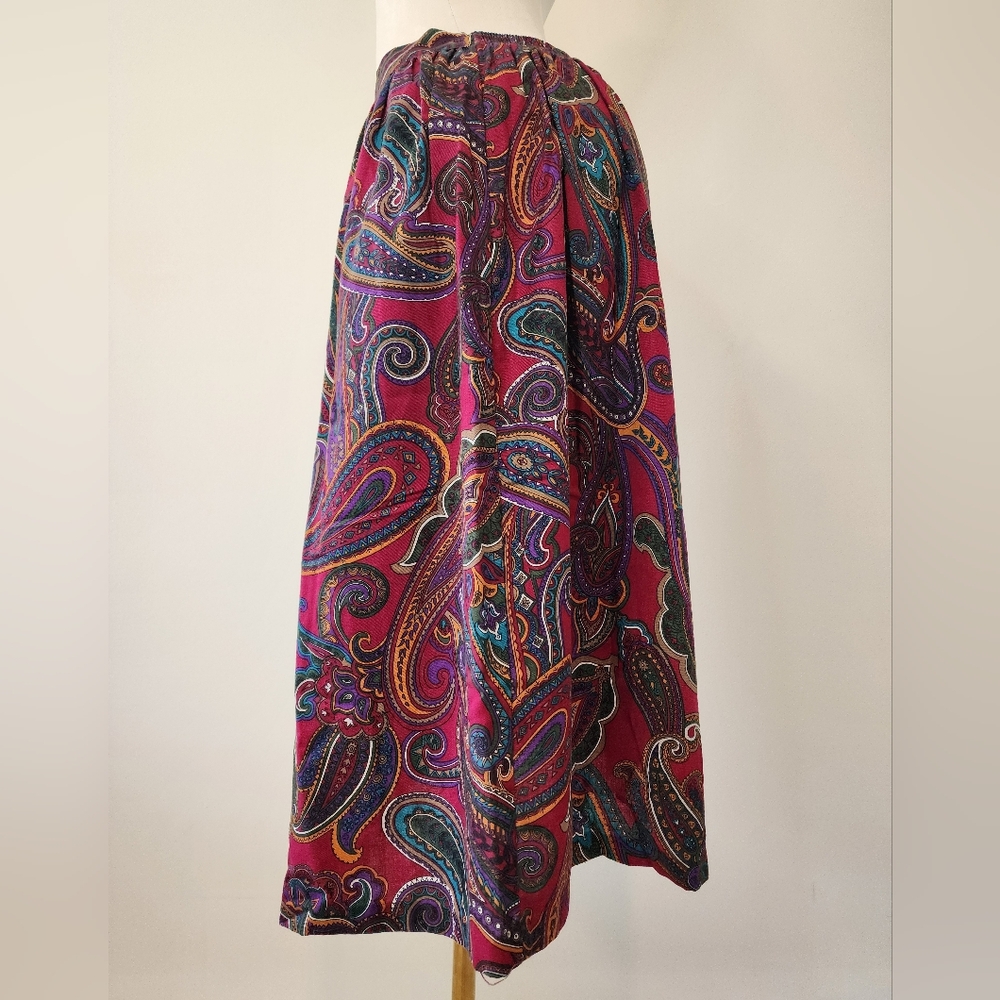Vintage Sue Brett Collection Colorful Paisley Teachers Skirt - Picture 3 of 9